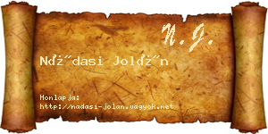 Nádasi Jolán névjegykártya